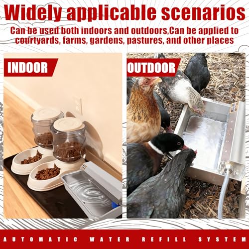 Automatic Dog Water Dispenser 2 Gal/7.57L Outdoor Dog Water Bowl Auto-Fill Water Feeder Stainless Steel Large Livestock Waterer Fit 3/4" GHT Faucet Wide Mouth Wall/Ground Mount - size: 2 Gal