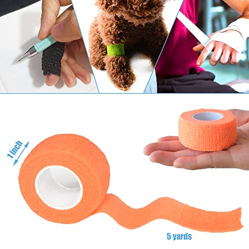 1 Inch Self Adhesive Bandage Wrap, 9 Pack, Light Orange | Cohesive Bandage Self Stick Wrap for Ankle, Wrist, Finger, Sports, Breathable Cohesive Vet Tape for Pets - color: Light Orange, size: 1 Inch