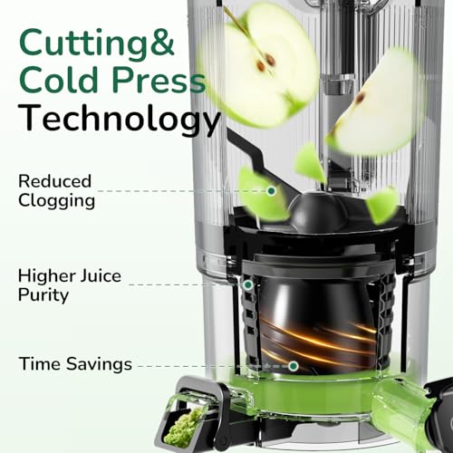 Canoly 3-in-1 Cold Press Juicer C16, Makes Juice & Sorbet & Nut Milk | 6" Extra Wide Feed Chute, Durable AC Brushless Motor, Self Precut System, Juicer Machines with BPA-Free (Pearl White) - color: Pearl White