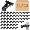 50 Pcs Tube Post Insulator, Electric Fence T Post Insulators for Electric Fence Wire, Fits Chain Link, Square or Round Tubing, White Vinyl Picket Fence(Black)