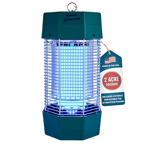Flowtron Bug Zapper, 2 Acres Outdoor, 120W UV, 5600V, Octenol, Made in USA | Bug zapper for farms, commercial spaces, and large yards - UV and octenol kill mosquitoes, flies, and gnats - CSA certified