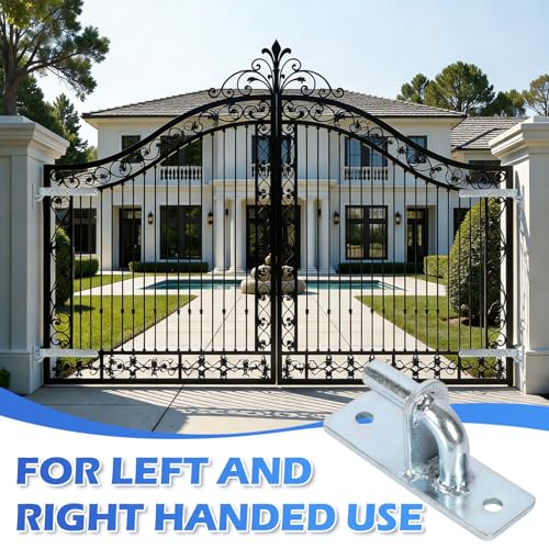4 Pack Wall Mount Gate Hinge Bracket with Strap Hinge Heavy Duty Farm & Chain Link Gate Hinges Farm Gate Hinges Outdoor Hardware for Barns Tool Sheds and Other Swing Doors, Galvanized - style: 4pcs U-shape-12''