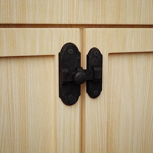 Renovators Supply Manufacturing Slide Bolt Latch 2.2 in. Black Wrought Iron Ball Tip Style Slide Bolt with Mounting Hardware - size: Pack of 1