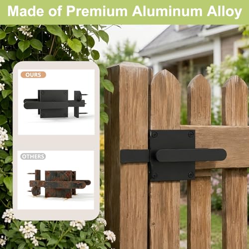BARNSMITH Gate Latch, Heavy Duty Double Side Gate Latches, Matte Black Fence Latch, Garden Door Latch, Pool Gate Latch, Right Swing - size: GL01-R