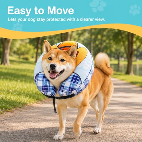 Avont Inflatable Cowboy Dog Cone Collar, Soft Recovery E-Collar | M+: Neck 13.0-14.9", Width 4.3". Soft inflatable donut, washable cover, stops licking & scratching - size: M+(Neck 13"-14.9")