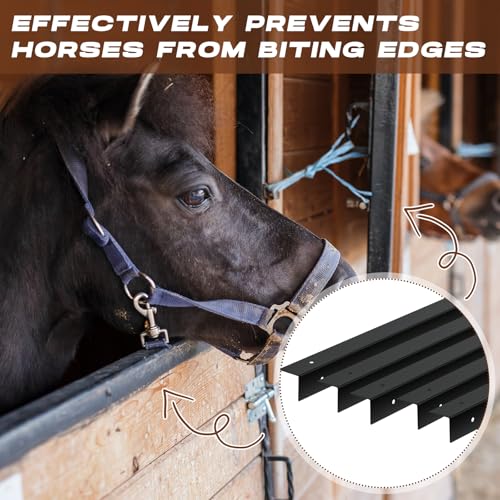 Yaocom 20 Pcs 47.5" L x 1.5" W Horse Stall Chew Guards with Screws Pre-drilled Mounting Holes Prevents Horses from Chewing on Wooden Edges, Angle Style, Easy Installation