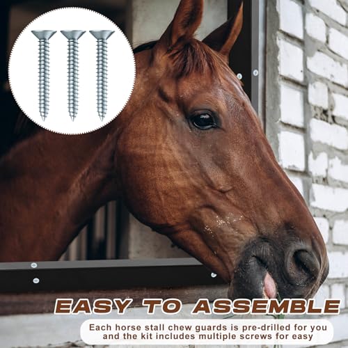 Yaocom 20 Pcs 47.5" L x 1.5" W Horse Stall Chew Guards with Screws Pre-drilled Mounting Holes Prevents Horses from Chewing on Wooden Edges, Angle Style, Easy Installation