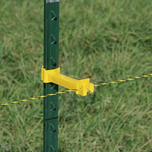 Zareba Screw-On Insulators, 5 in Extenders, 10 Packs of 25 Insulators | Yellow Insulator for 1.25 or 1.33 Studded T-Post, No Hardware Needed, Livestock Cattle Farm Fencing Systems - size: 25count Pack of 10