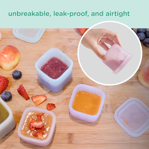 Olababy Silicone Baby Food Storage Containers 4pk, 4oz (Kiwi) | For Baby Food, Snacks, Formula, Puree & Sauce. BPA & Micro Plastic-Free. Daycare Essentials for Toddlers. - color: Kiwi, size: 4 oz
