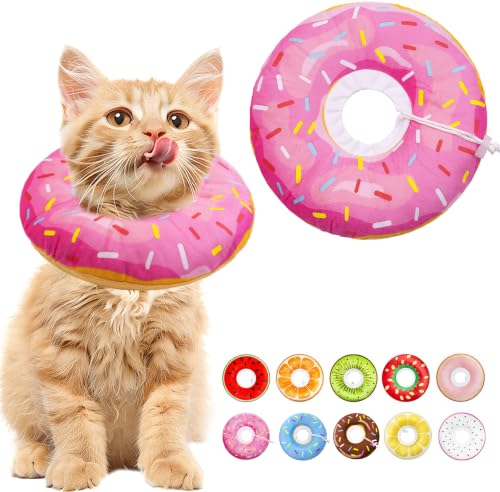 Cat Cone Collar Soft, Adjustable Cat Recovery Cone (Pink, S) | Stop Licking, Cute Kitten Donut Collar After Surgery, Elizabethan Collars for Kittens, Lightweight Cats Neck Cones - color: Pink, size: Small