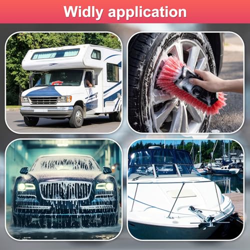 Vesici 4 Pcs Car Wash Brush Head with Soft Detailing Bristle Flow Thru Car Cleaning Brush Exterior Cars Wash Equipment for Auto Truck RV Boat Camper Washing, 10 Inch (Red) - color: Red