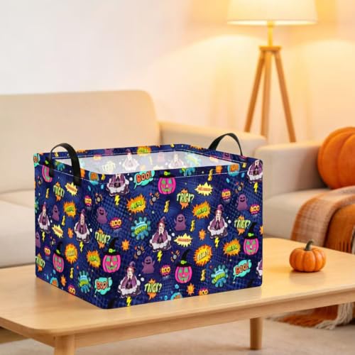 NTAOHAMPER Rectangular Storage Basket Empty,Storage Bin with Handles,Room Decor,Gift Basket,Book Box(Pop Halloween) - color: Pop Halloween