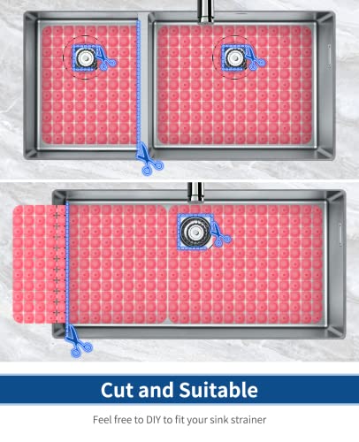 Bligli PVC Sink Protectors, 2 Pack, 15.7x11.8 inches for Stainless/Ceramic Sinks, Drain Mats, Red - color: Red