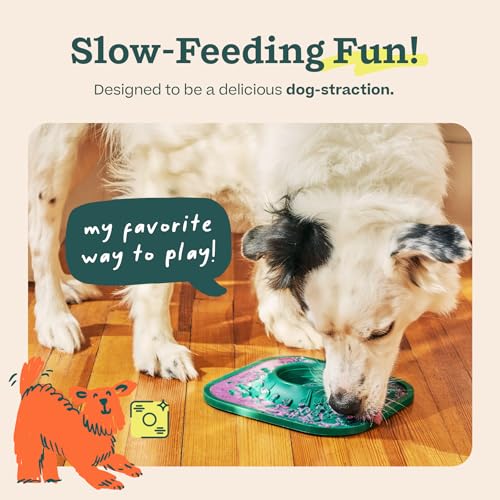 Woof LickMat, Slow Feeder Mat for Dogs, Lavender | Built-in mixing bowl, BPA-free silicone, non-slip suction cups, dishwasher safe, easy to clean - color: Lavender