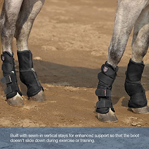 Harrison Howard Horse Leg Guard Stomp Reduction Hook and Loop Closures Rubbing Prevention - color: Classic Black, size: Arab Medium (Pack of 4)