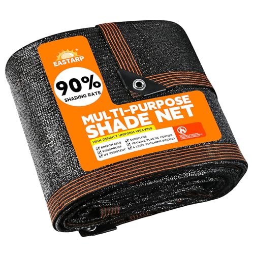 90% Shading Rate 8'x10' Black Shade Cloth,UV Resistant Durable Mesh Tarp with Grommets&Reinforced Edges, Shade Net Using for Plants Cover, Greenhouse, Dog Kennel, Patio, Chicken House - size: 8'x10'