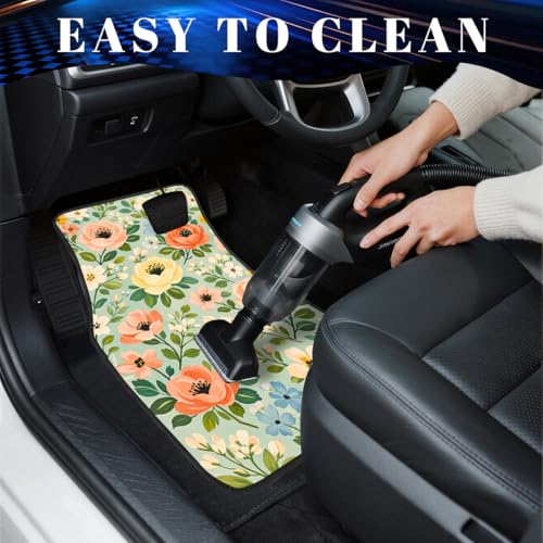 Flower Car Floor Mats Spring Floral Wildflower Garden Leave Carpet Front Rear Carpets Mat Decorative Car Floor Carpets Non-Slip Auto Car Accessories Universal Fit for Car SUV Truck Van - color: Spring Floral