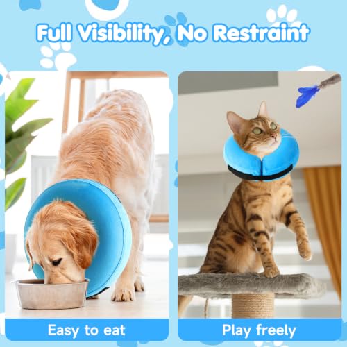 Grand Line Inflatable Dog Cone Collar, Soft Pet Recovery After Surgery (M+) | Does Not Block Vision | Protective Pet Neck Cone Alternative for Small, Medium, Large Dogs & Cats | Solid Blue - color: Blue, size: M+/ML(Neck:10"-14")
