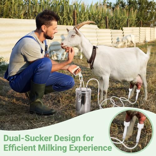Manual Milking Machine, 2L Effort-Saving Goat Milking Device, Sheep Cow Hand Vacuum Pump Goat Cow Milking Machine, Portable Milking Kit for Milk Plant Farm