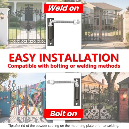 2 Pack J-Bolt Gate Hinge with Plate, Heavy Duty Welded Hinge for Doors Gates, Driveway Gates for Welding on Larger Iron or Steel Gates (Silver-B-7 Inches) - color: Silver-B-7 Inches
