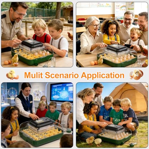 125 Egg Incubator for Hatching Eggs with Automatic Egg Turning | Temperature & Humidity Display, Hatch Day Countdown, Egg Candler, Quail Egg Incubator for Chicken, Dove and Other Birds - size: M- 196 Quail Eggs