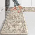 KIMODE Anti Fatigue Kitchen Mats 2 PCS 17"x47"+17"x29.5", Boho Kitchen Rugs and Mats, Non Slip Cushioned Kitchen Mats for Floor, Waterproof Kitchen Floor Mats for Laundry, Office, Sink, Khaki | 17"x47"+17"x29" Non Slip Cushioned Kitchen Mats for Floor, Wa