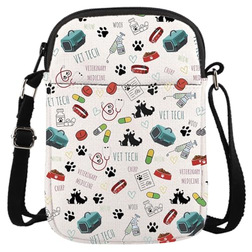 GJTIM Veterinary Technician Gift Vet Receptionist Gift Vet Assistant Gift Vet Medicine Graduation Gift Zipper Pouch Makeup Bag (Vet Tech Pattern CR) - color: Vet Tech Pattern Cr