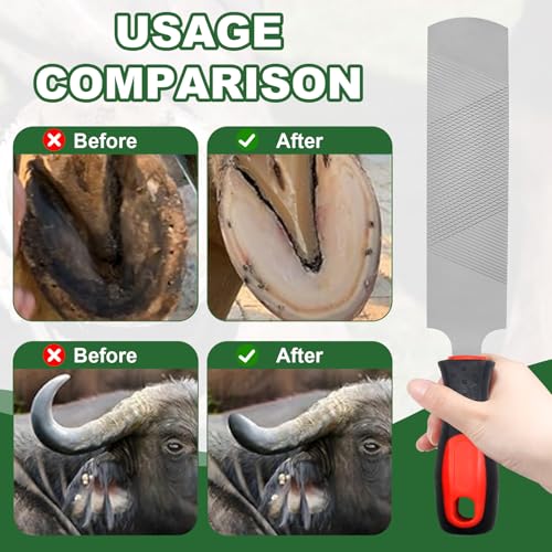 18 Inch Hoof Rasp, Carbon Steel Farrier File Tool, Trimming Tool Horse Rasp with Handle, Suitable for Horse Donkey Cow Goat Animal Hooves - size: 18 inches