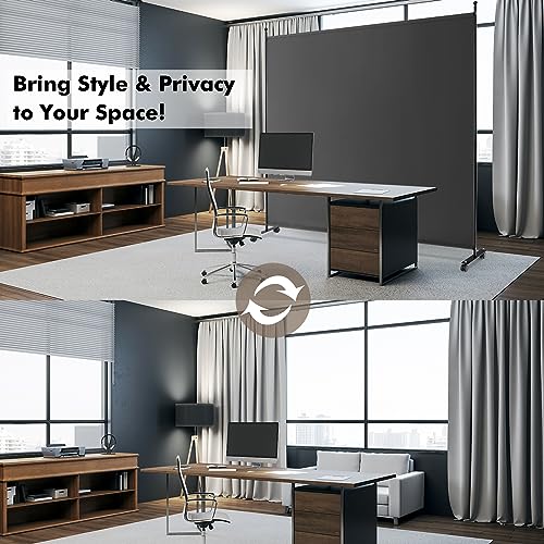 Giantex 73" x 73" Single Panel Room Divider with Wheels, Gray | Mobile Privacy Screen with Lockable Casters, Rolling Fabric Partition Wall for Home, Office, Studio - color: Grey, size: 73''W x 73''H (1 Panel)