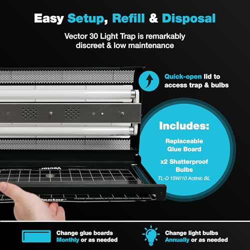 Catchmaster Vector 30 Silver Wall-Mounted UV Fly Light Trap - 1,500 sq. ft. Catch Zone, Fly Trap for Food Prep & Dining Areas, Deli, Meat & Bakery, Clean Medical Spaces, UV Lamp Flying Insect Killer - style: 30W Silver