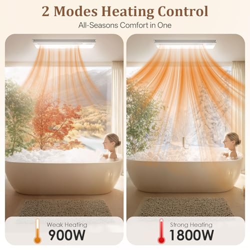 Hawkrown 4 in 1 Bathroom Exhaust Fan with Light and Heater, 1900W Bathroom Heater Fan Light Combo, 180 CFM 1.0 Sone Ceiling Fan Remote Control Heater, Ventilation for Home, Bath, Hotel (Style 1) - color: Style 1