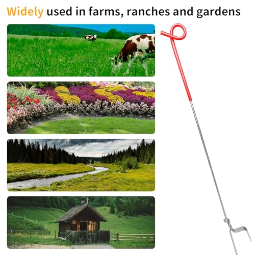 Pig Tail Step-in Fence Post, 41 Inches Stainless Steel 30Pack | for Garden and Farm and Livestock, Ideal for Electric Metal Fence Posts Red - size: 41 inch-30 pack