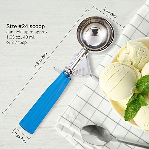 Meadow Lane #24 Ice Cream Disher Scoop, Stainless Steel, Blue | Stainless steel 2.7 Tbsp scoop has a reinforced trigger and non-slip handle; dishwasher-safe for ice cream, dough and more. - color: Blue