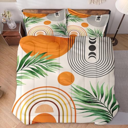 WeCozy Full Comforter Set, 3 Pieces Contemporary Mid Bedding, All Season | Century Rainbow Sun Boho Geometric Soft Comforter with 2 Pillowcases for Kids and Adults Room Bedroom Bed Decor - color: Multi 5, size: Full