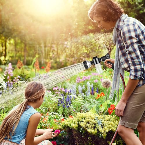 Garden Hose Nozzle, High Pressure Hose Spray Nozzle 8 Way Spray Pattern One-Touch Sprayer for Watering Plants, Lawn, Patio, Car Wash, Cleaning，Showering Pet