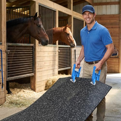 Touri 2 Pcs Horse Stall Mat Grippers, Heavy Duty Handlers | Movers Tool for Thick Rubber Gym Floor & Trailer Mat, Effortless Puller for Tack Room and Barn