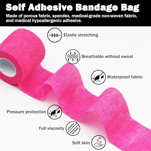 Bandages First Aid Tape Cohesive Bandage First Aid Bandages Cohesive Wrap Adhesive Bandage Self Adherent Cohesive Wrap Bandages Colorful Bandages (Mix6-B, 2-Inch) - color: Mix6-b, size: 2-Inch