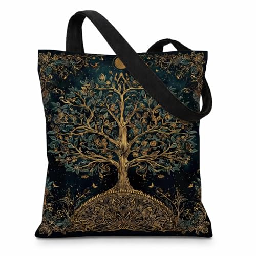 Vintage Floral Canvas Tote Bag, Aesthetic Botanical Reusable Grocery Bags for Women, Elegant Floral Lover Gift Tote - color: Color32