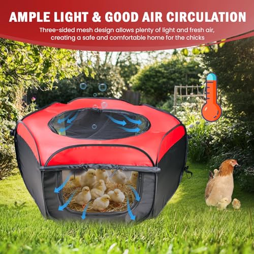 Tetuga Brooder Box for Chick Starter Kit, Chicken Brooder Up to 15 Chicks | Pop-Up Chicken Brooder Pen with Breathable Mesh Easy Fold Storage, Indoor Outdoor Use for Chick, Duck And Quail,Red - color: Chicken Brooder Tent,Red
