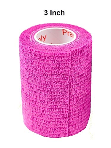 Vet Wrap Tape (Fuchsia) (2 Pack) (3 Inch x 15 feet) Self Adhesive Adherent Adhering Cohesive Flex Self Stick Bandage Grip Roll Dog Cat Pet Horse - color: Fuchsia, size: 2 Rolls
