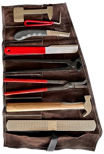 Farrier Tools 8pcs Hoof Kit, Horse Hoof Nippers, Goat Hoof Trimmer Kit, Hoof Trimmers for Goats, Horse, Sheep, Pig, Donkey, Farrier Supplies with Suede Leather Pouch - style: 8 Pcs Kit