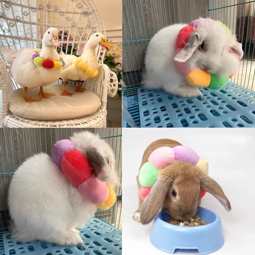 Rabbit Protection Cone Collar,Adjustable Soft Pet Recovery Collar for Rabbit/Chinchilla/Guinea Pigs/Kitten After Surgery Wound Healing,Elizabeth Neck Recovery E-Collar for Small Animals (XS) - size: XS