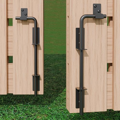 12" Heavy Duty Cane Bolt Gate Drop Rod with Black Finish-Steel Gate Ground Latch Designed for Wood Metal Vinyl Gates or Double Doors Fence Applications-2 Pack - size: 12 Inch-2 Pack