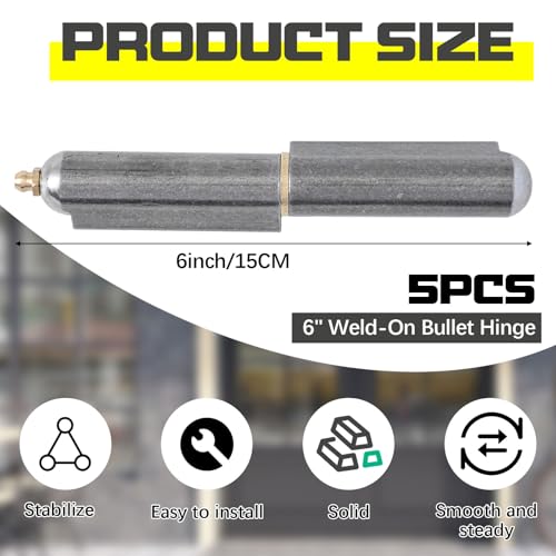 Zonon 5 Pcs 6 Inch BBQ Smoker Bullet Weld on Bullet Hinge Carbon Steel Weldable Barrel Hinges Heavy Duty for Swing Door Trailer Ramp - color: Zerk, size: 6 Inch