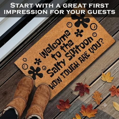 Welcome to the Salty Spittoon Door Mat 30x17 Inch, Funny Welcome Mat Coir | Funny Home Decor, Fan-Inspired Design, Pop Culture Decor, Natural Coir Fibers, Pvc Backing, Dirt Scraper, Unique Fan Gift