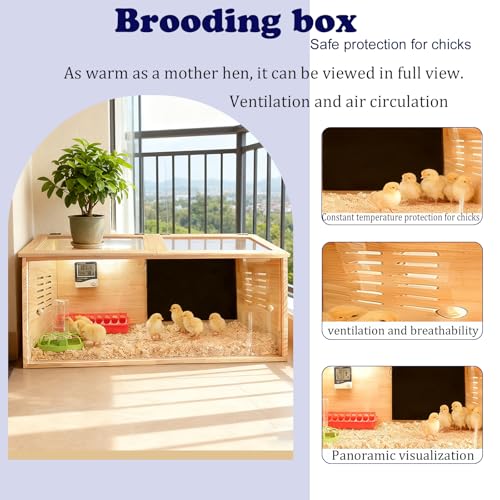 Brooder Box for Chicks,Quail cage,Baby Chicken Supplies,Includes Chicken coop Heater/Quick Installation Tool/Feeding Trough/Water Dispenser, etc,Suitable for Chicks/Duck/Parrot (32" x 16" x 16")