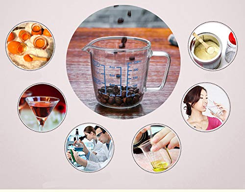 Glass Measuring Cup with Lid, V-Shaped Spout Microwave Safe Borosilicate Kitchen Accessories 3 Measurement Scales Cup, ML, OZ Easy Measure Liquid Powder Milk Cups for Cooking Baking - color: 250 ml