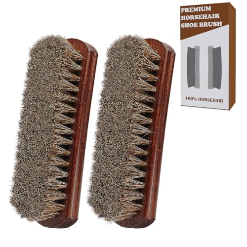 100% Horsehair Brush Professional Premium Horsehair Shoe Dauber Applicators for Leather Shoes Boots Coats Purses Soft Horsehair with Wooden Handle for Grip Leather Shine Polish (7" Brush 2pcs) - style: 7" Brush 2pcs