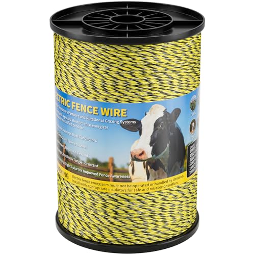 Electric Fence Wire 3366Ft 1026M- 6 Stainless Steel Strands Polywire for Reliable Conductivity - Electric Fence Poly Wire for Portable Livestock Fencing - size: 3366 Feet/1026 Meters
