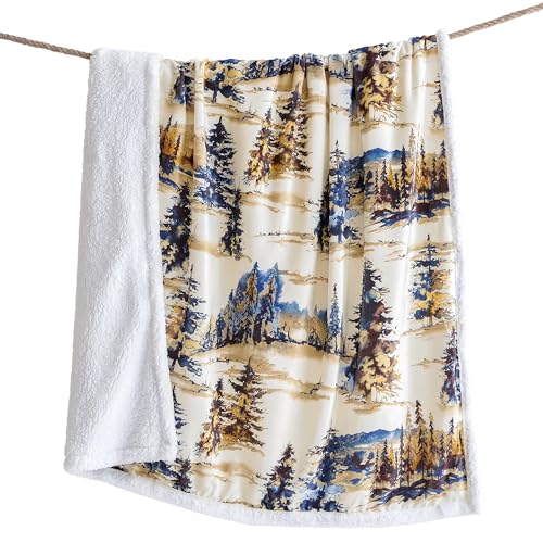 Paseo Road Indigo Hill by HiEnd Accents Acadia 54x68 Throw Blanket | Forest Pine Trees Nature Woodland Mountain Print, Western Cabin Lodge Rustic-Style Fleece Blanket for Camping - color: Acadia Pine Trees
